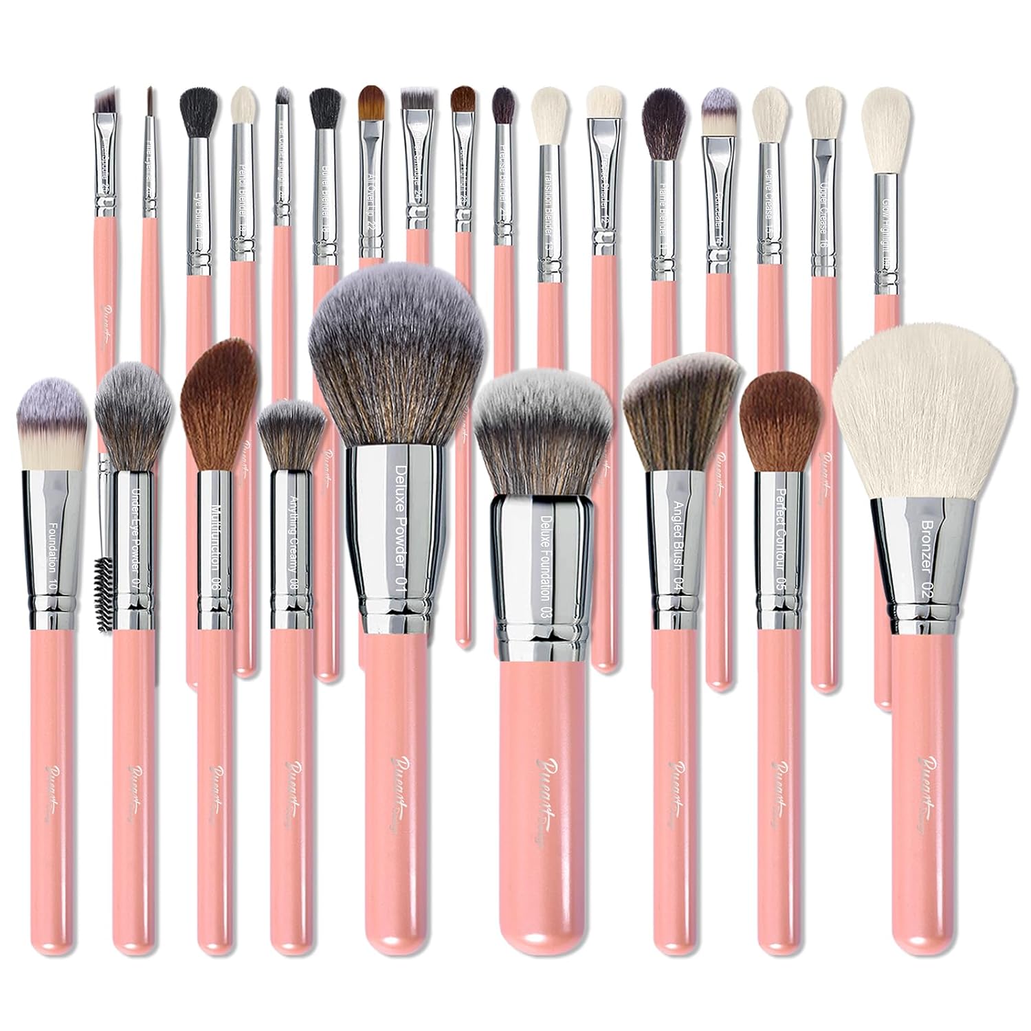 Bueart Design 26-Piece Pearl Pink Natural Goat Hair Makeup Brush Set - Image 7
