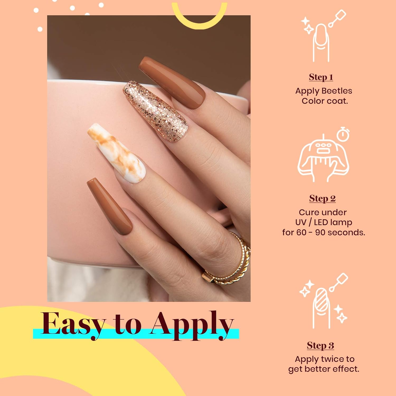Beetles Gel Nail Polish, 1Pcs 15ml Beyonce Caramel Brown Color Soak Off Gel Polish Nail Art Manicure Salon DIY Uv Lamp Nail Design Decoration at Home - Image 5
