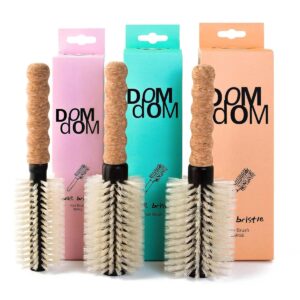 Dom Dom Round Boar/Nylon Bristle Hair Brush Trio