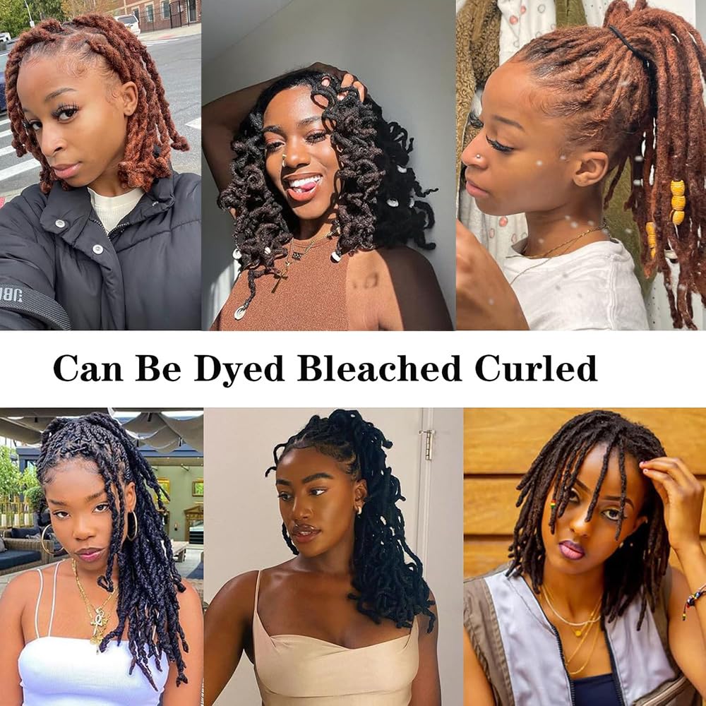 Dreadlock Extensions Human Hair 10-100 Strands 100% Full Handmade Permanent Loc Extension Human Hair for Women/Men/Kids Can Be Dyed Bleached Curled Twisted (0.6cm 1B, 6 inch 10 Strands) - Image 9