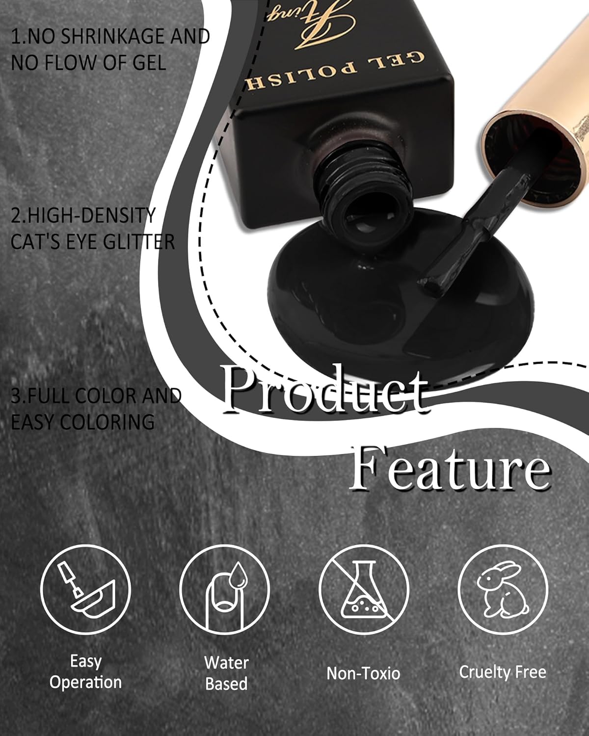 3D Crackle Gel Nail Polish,Magic Black Crackle Nail Gel Glue Polish,Unique Variegated Cool Crackle Pattern,Long-lasting Durable Natural Air-drying Styling,Home DIY Nail Gel Glue Polish for Women-12 - Image 3