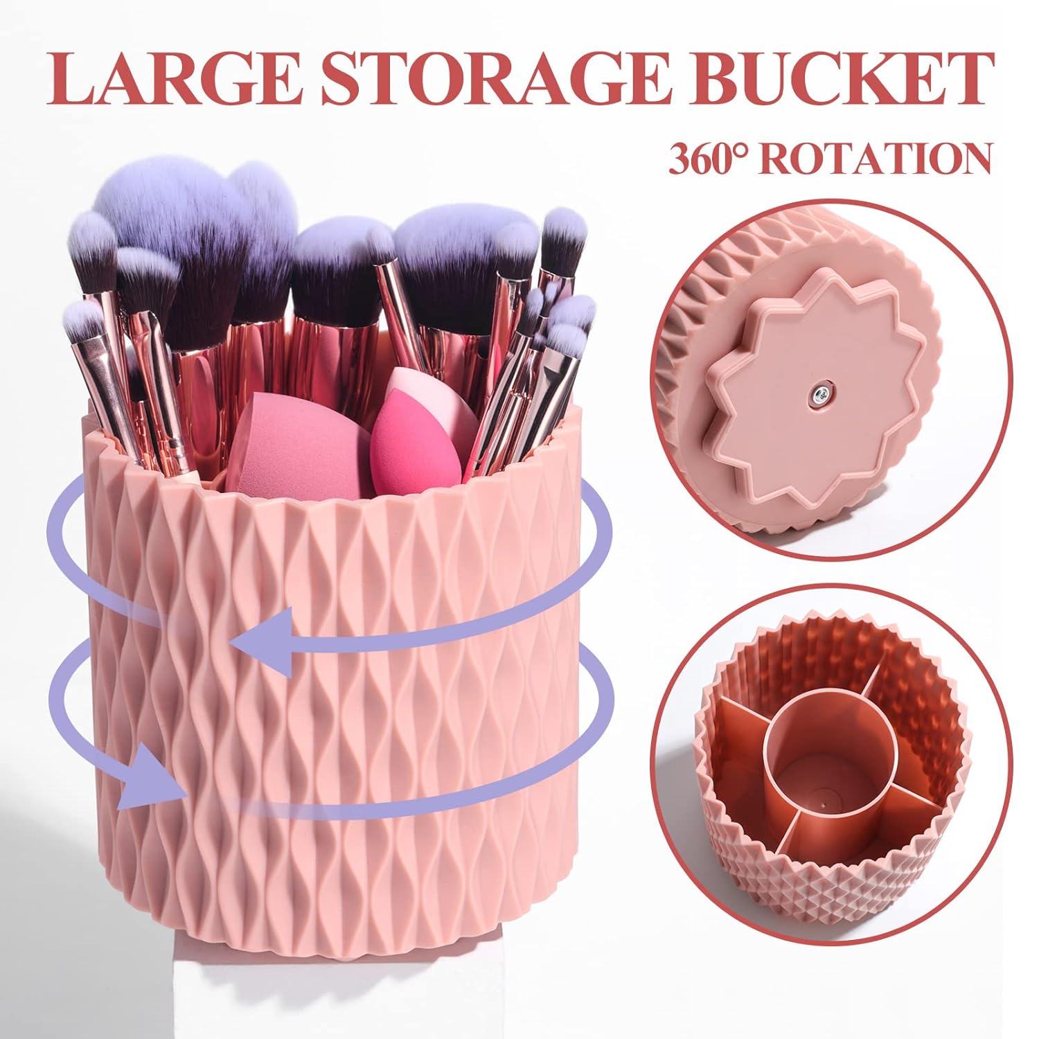 BS-MALL Makeup Brushes Premium Synthetic Foundation Powder Concealers Eye Shadows 18 Pcs Brush Set with 5 sponge & Holder Sponge Case (A-Pink) - Image 2