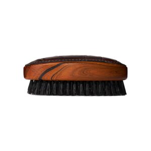 Caswell-Massey F. Hammann Military Hair Brush, Ideal for Short Hair & Buzz Cuts, Scalp Massager, Wood & Leather Handle, German Craftmanship, 2.75” x 4.75”