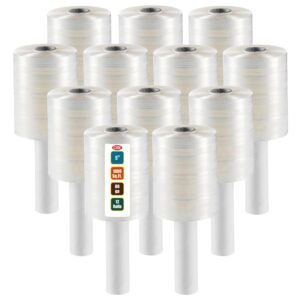 12 Pack Industrial Strength Mini Hand Stretch Wrap 5" 1000 Ft Roll 80 Gauge Thick, Shrink Wrap Roll for Moving Supplies, Furniture, Pallets, Plastic Wrap for Packing, Heavy Duty Stretch Film