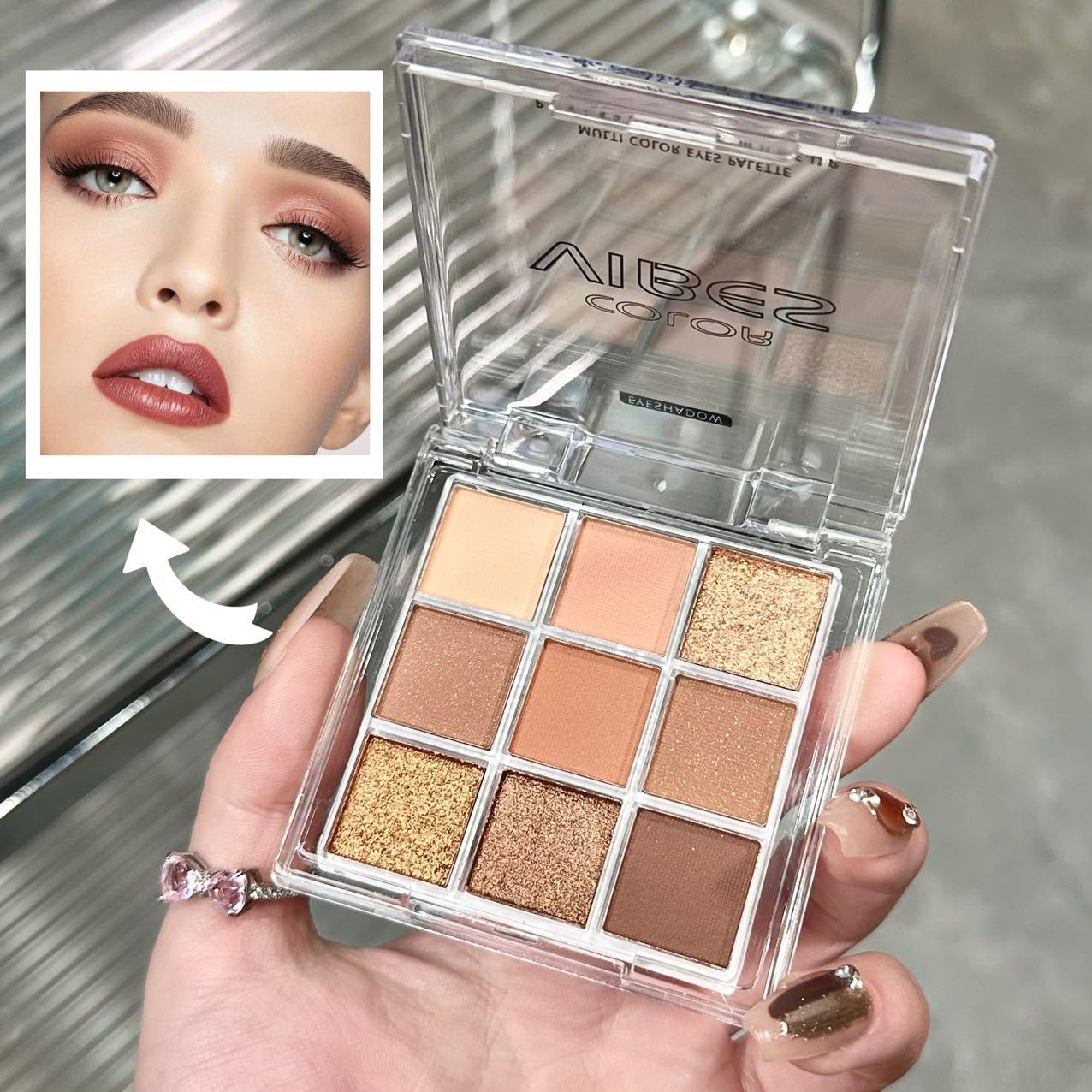 9 Color Brown Eyeshadow Palette - Rose Gold Dark Brown Bronze Naked Matte & Glitter Shades, Long-Lasting, Waterproof & Blendable, Natural Nude Eye Shadow Set sombras para ojos (Chocolate) - Image 6
