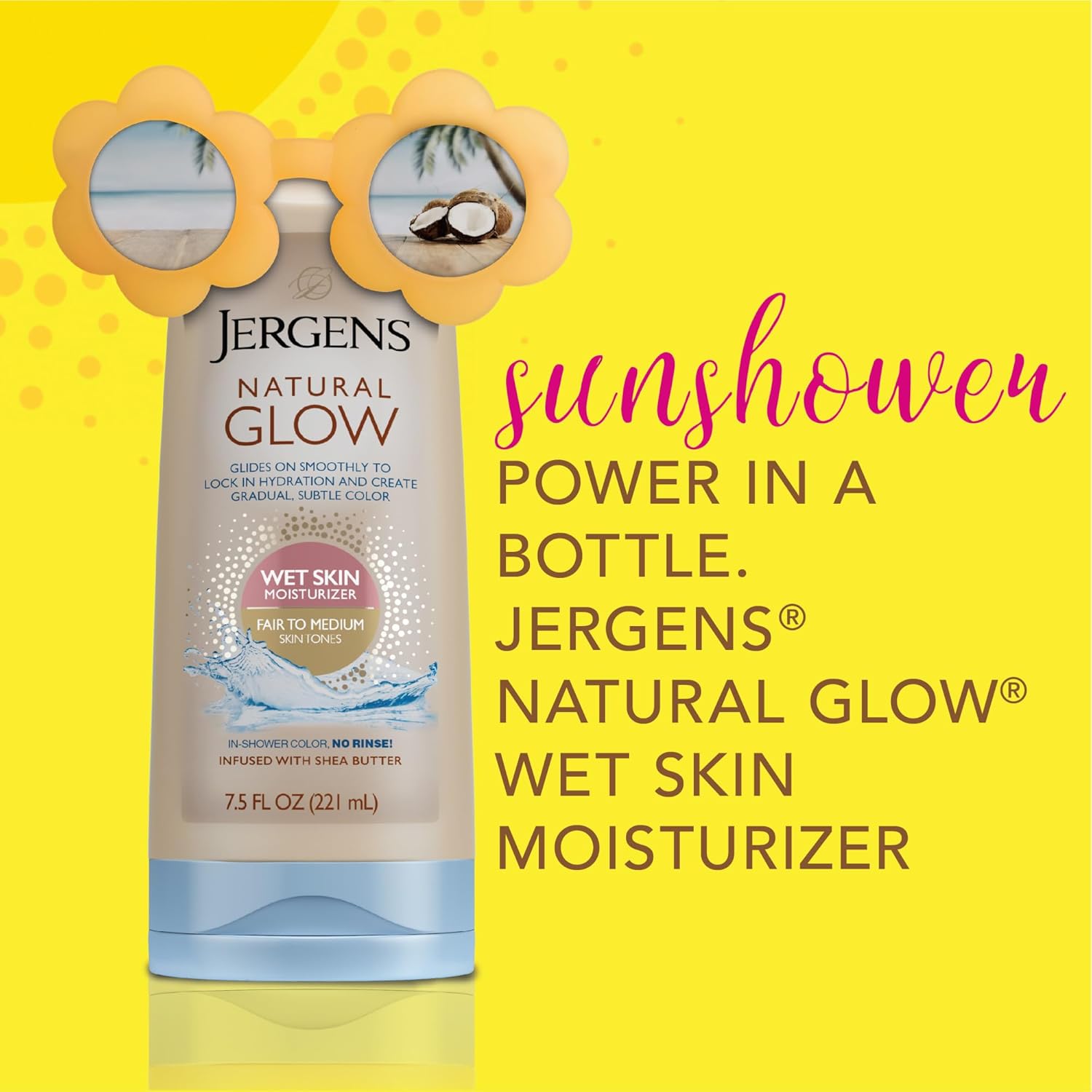 Jergens Natural Glow In Shower Lotion, Self Tanner for Fair to Medium Skin Tone, Sunless Tanning Wet Skin Lotion for Gradual, Flawless Color, 7.5 Ounce (Packaging May Vary) - Image 2