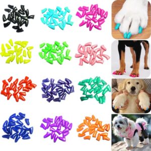 VICTHY 120pcs (12 Colors) Dog Nail Caps | Dog Claw Covers Dog Nail Covers with Adhesives Glue and Applicators( L)