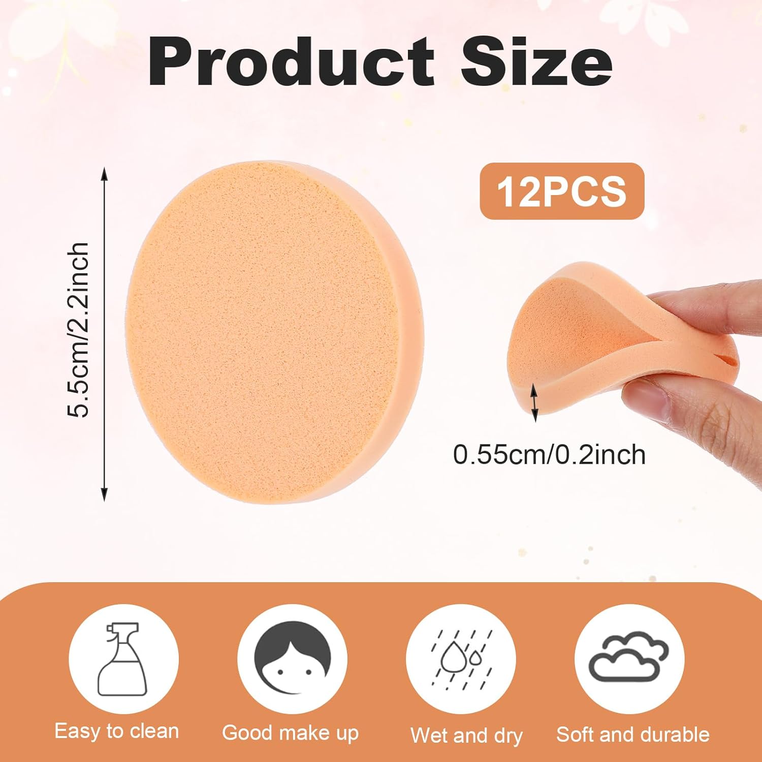 12 Pcs Nude Round Make Up Sponges for Face Cosmetic Sponge Makeup Pads Powder Sponge Beauty Makeup Foundation Powders Blender for Liquid Foundation Cream Concealer, Wet and Dry Dual Use - Image 2