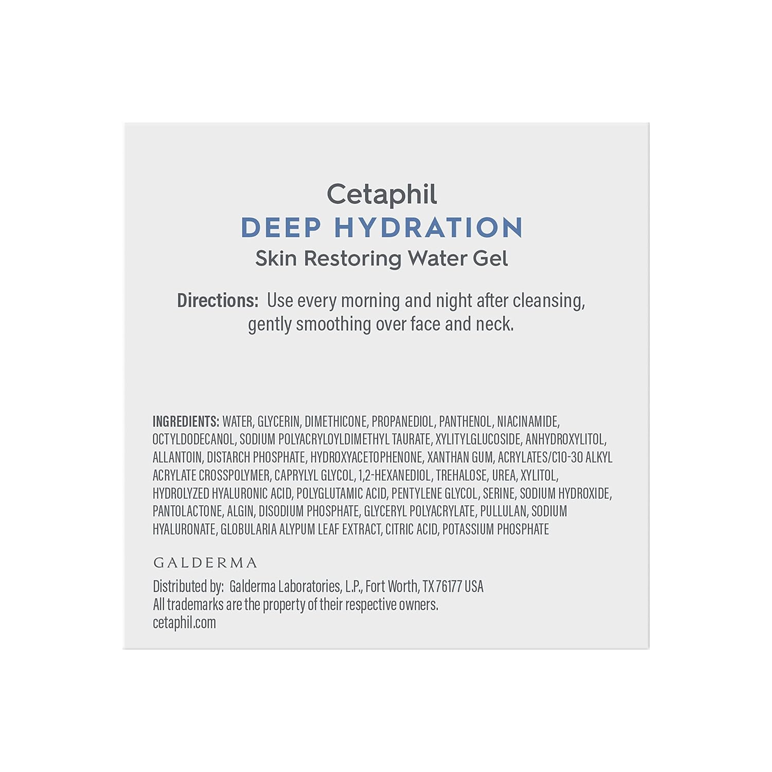 Cetaphil Deep Hydration Skin Restoring Water Gel with Hyaluronic and Polyglutamic Acid, Face Moisturizer, 72 Hour Hydration, For Dry, Dehydrated Sensitive Skin, Fragrance Free, 1.7 oz, Fragrance Free - Image 2
