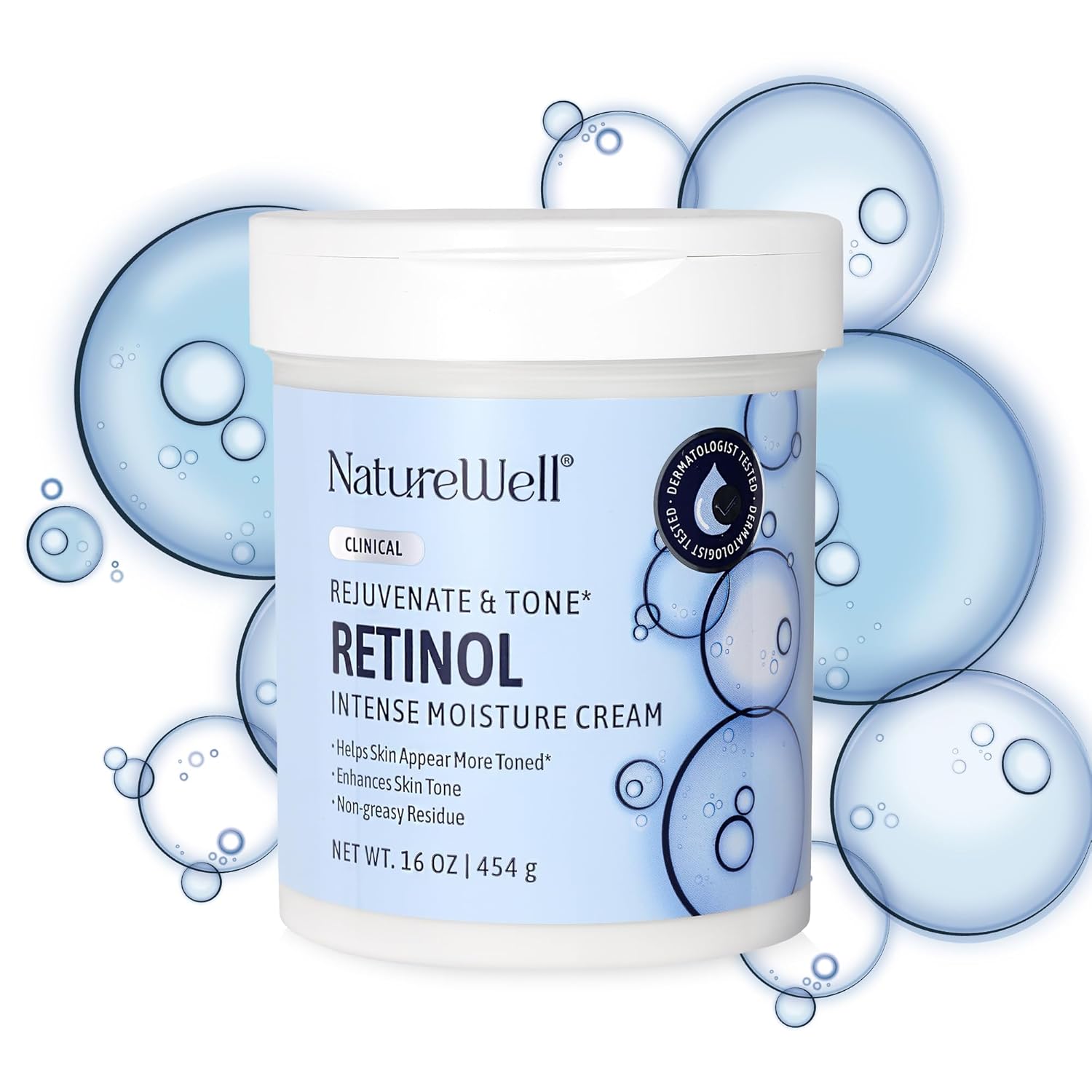 NATURE WELL Clinical Rejuvenate & Tone Retinol Intense Moisture Cream for Face, Body, & Hands, Anti-Aging, Targets Discoloration, Wrinkles, Sun Damage, Crepey, & Sagging Skin, 16 Oz - Image 2