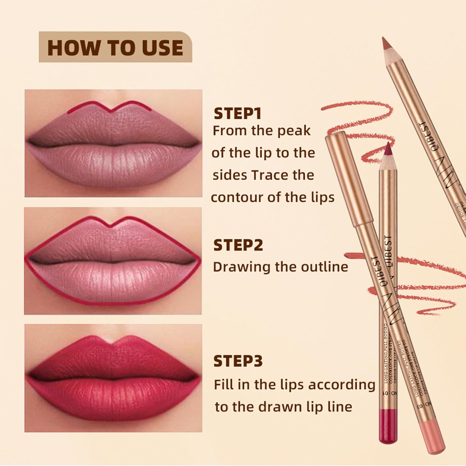 12PCS Matte Lip Liner Set,Waterproof Lipstick Liner Slim,High Pigmented Creamy Lipliners Pencil,Non-fading Long Lasting Lip Liner Pencil for Women - Image 7