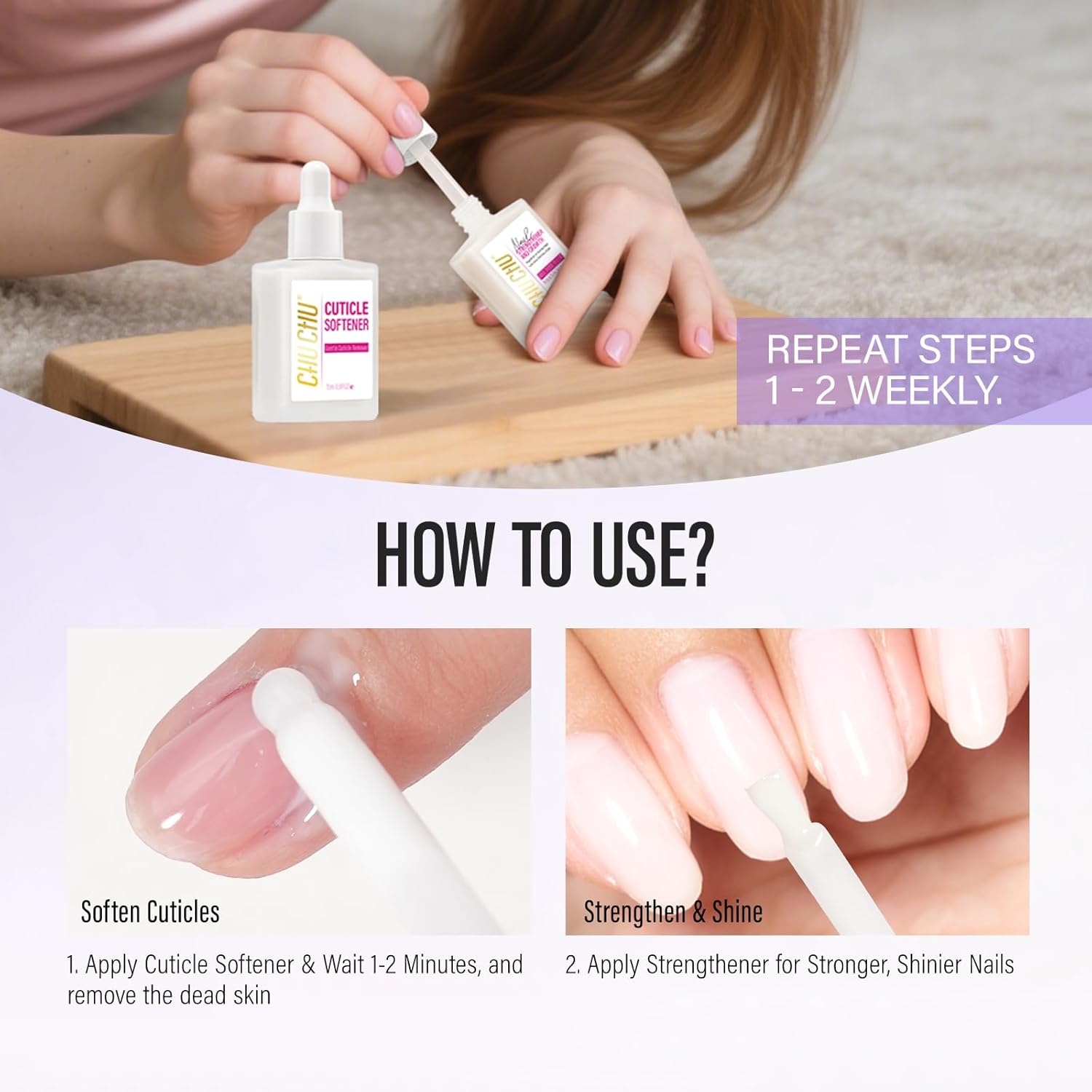 Milky White Nail Strengthener and Growth Set with Cuticle Softener for Weak Nails - Image 7