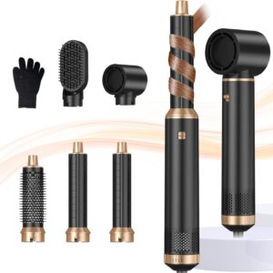 Blow Dryer Brush 5 in 1, Negative Ion Hair Dryer Brush Set Upgrade Hot Air Brush Air Styler Curling Wrap Air Curler, Curling Iron Hair Styling Tools As A Gift for Straight/Curl/Drying/Smoothing