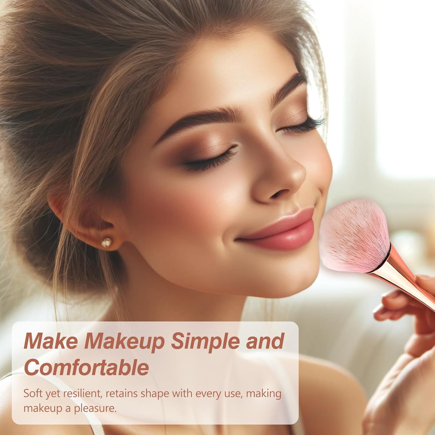 Super Large Mineral Powder Brush Set - Grade Color, 2 Pcs Bronzer Makeup Brush & Soft Fluffy Foundation Brush - Image 3