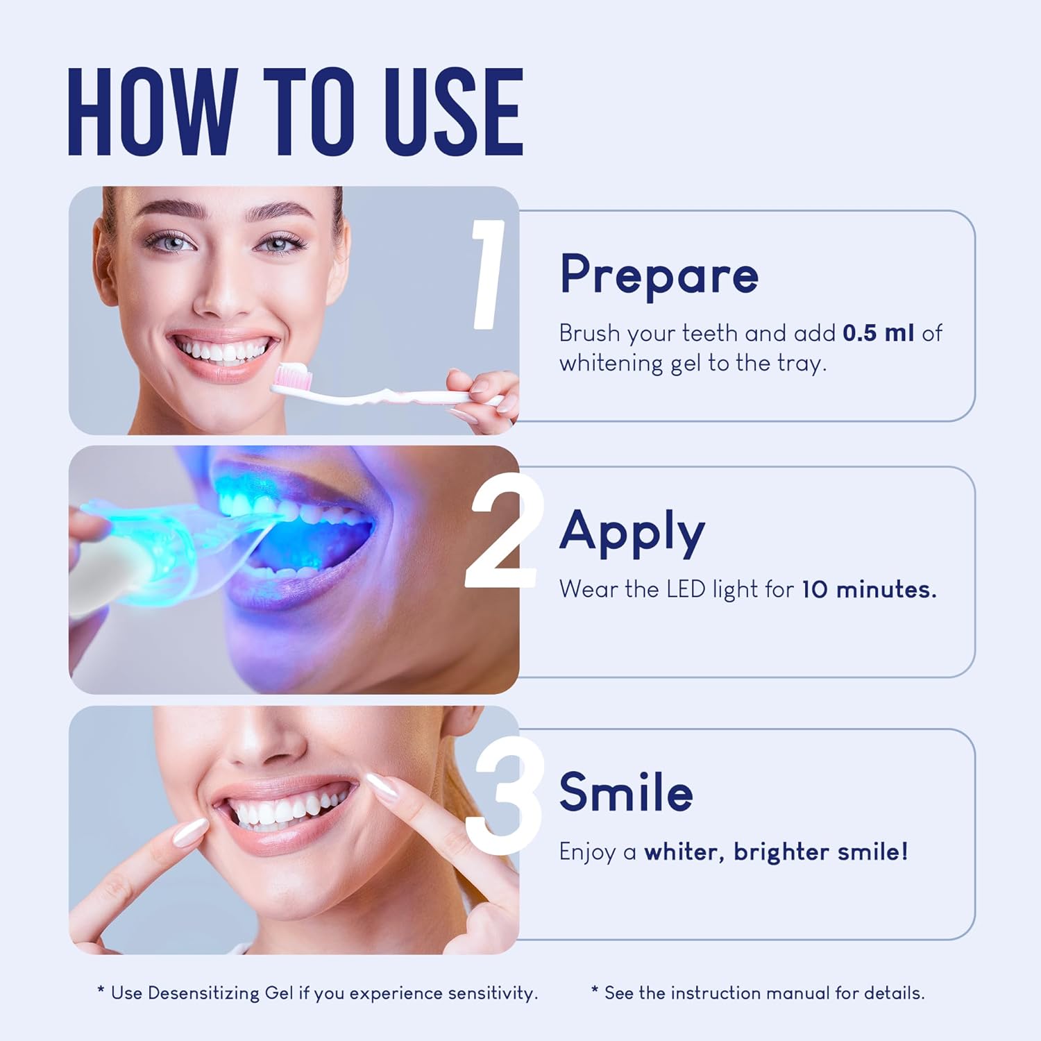 VieBeauti Teeth Whitening Kit with LED Light: Tooth Whitener with 35% Carbamide Peroxide, Remineralizing Gel, Mouth Trays and Tray Case - 10-Minute Timer Enhances Minty Fresh White Smile Mint - Image 8