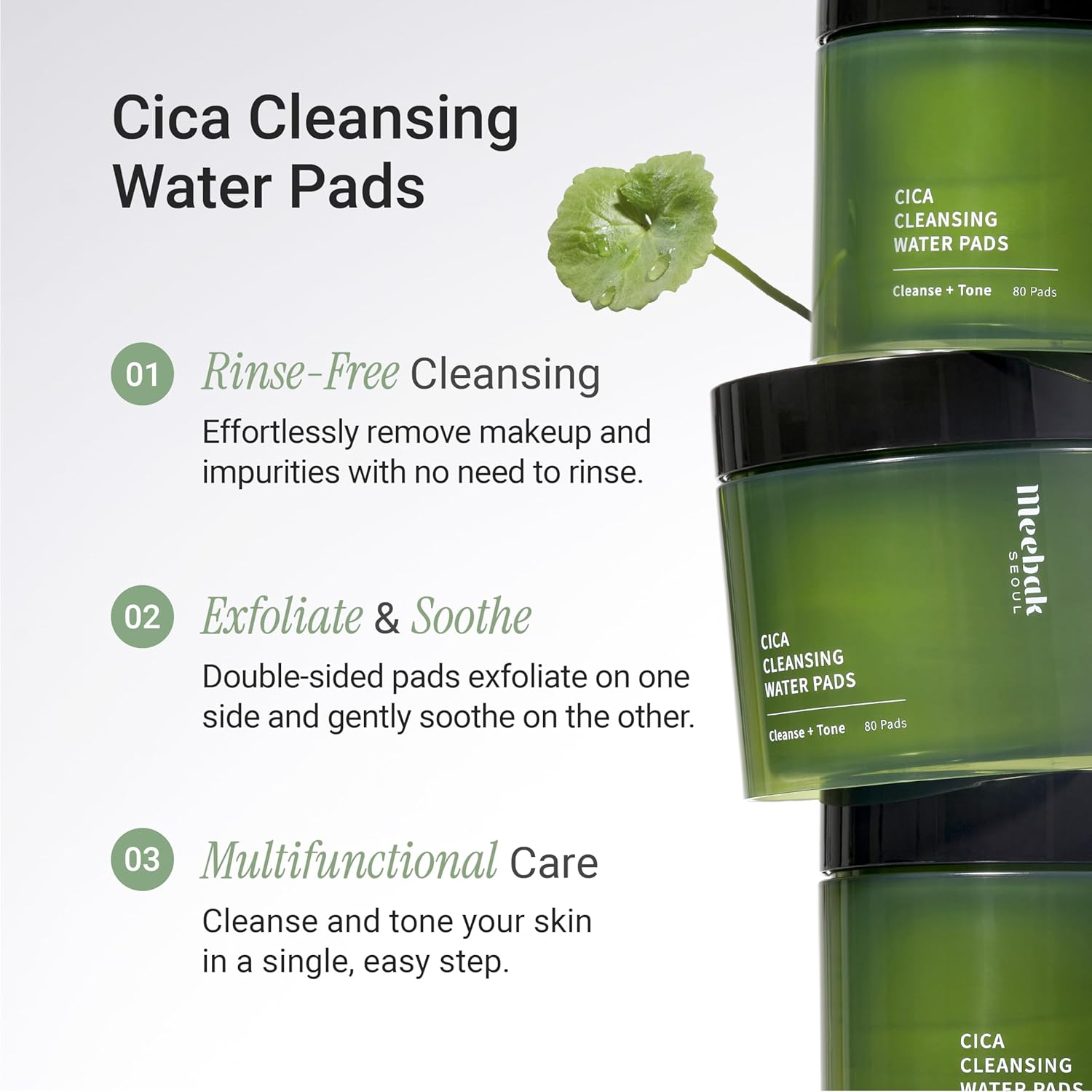 Meebak Cica Cleansing Water Pads | Makeup Remover Pads | Face Cleansing Wipes | Exfoliation Toner Pad | Hydrating & Toning for Sensitive Skin - 80ct - Image 4