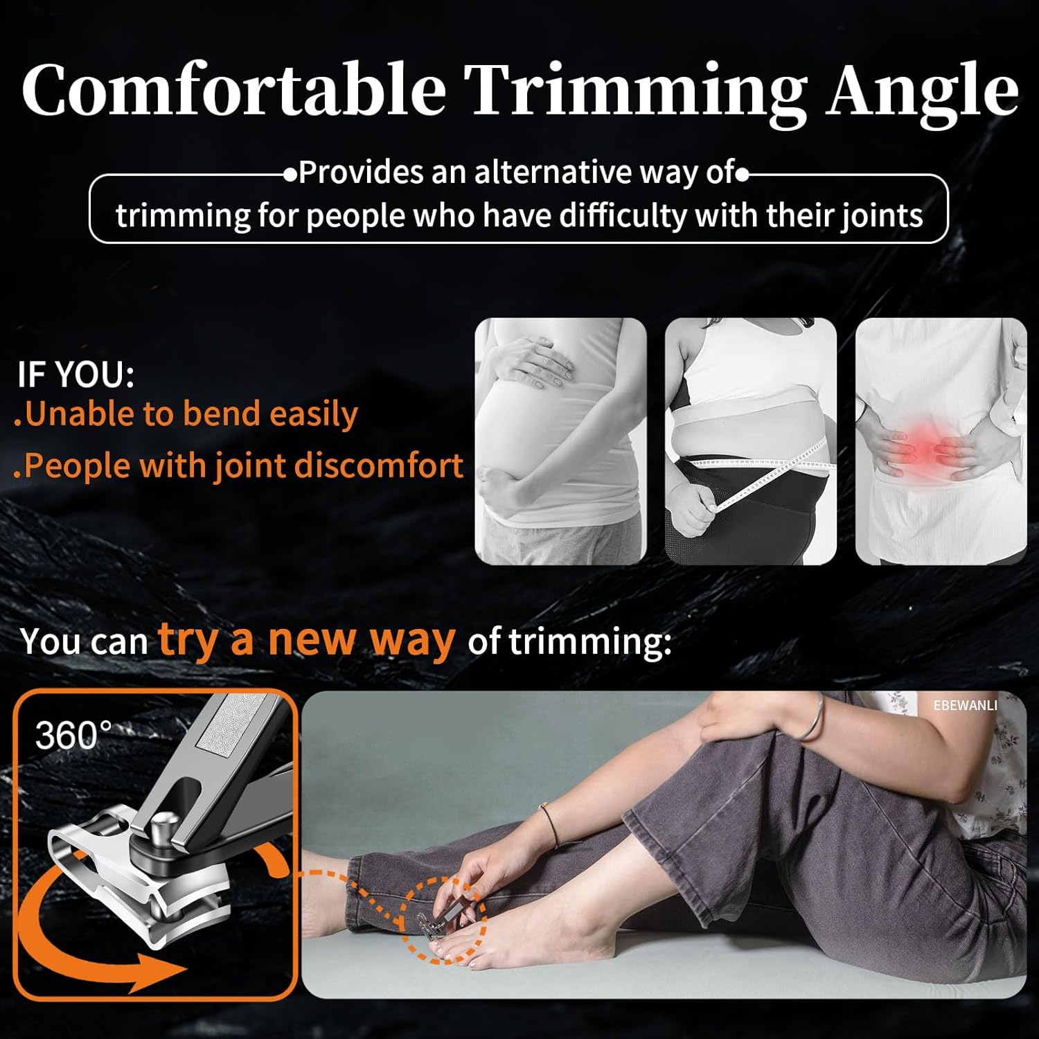 360 Degree Rotating Long Handled Toenail Clippers for Seniors, Ergonomic Curved Blade Toe Nail Clippers for Thick Nails, Stainless Steel Side Cutting Fingernail Cutter Trimmer for Men, Women - Image 2