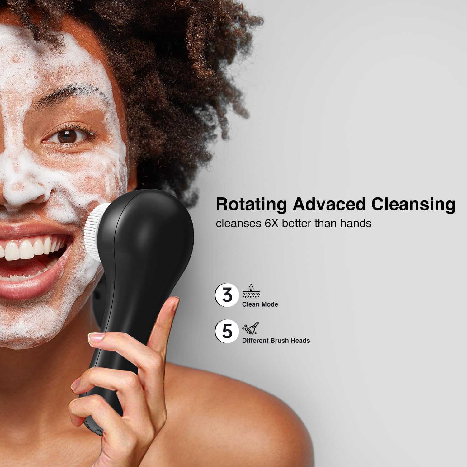 Waterproof Rechargeable Face Scrubber Exfoliator Kit with 5 Deep Cleansing Brush Heads - Image 3
