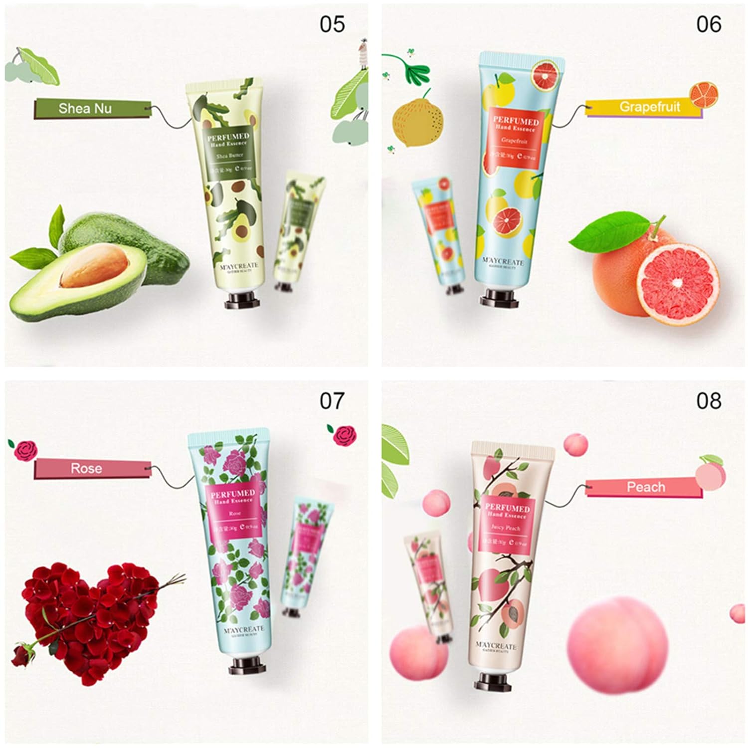10 Pack Fruits Fragrance Hand Cream, Moisturizing Hand Care Cream Travel Gift Set With Shea Butter Natural Aloe and Vitamin E For Men And Women-30ml - Image 9