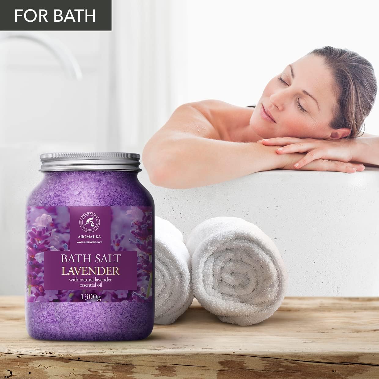Sea Salt Lavender with Natural Lavender Essential Oil - Set 2x46 Oz - Lavender Bath Salts - Lavanda Salt - Stress Relief - Beauty - Relaxing - Bathing - Body Care - Image 3