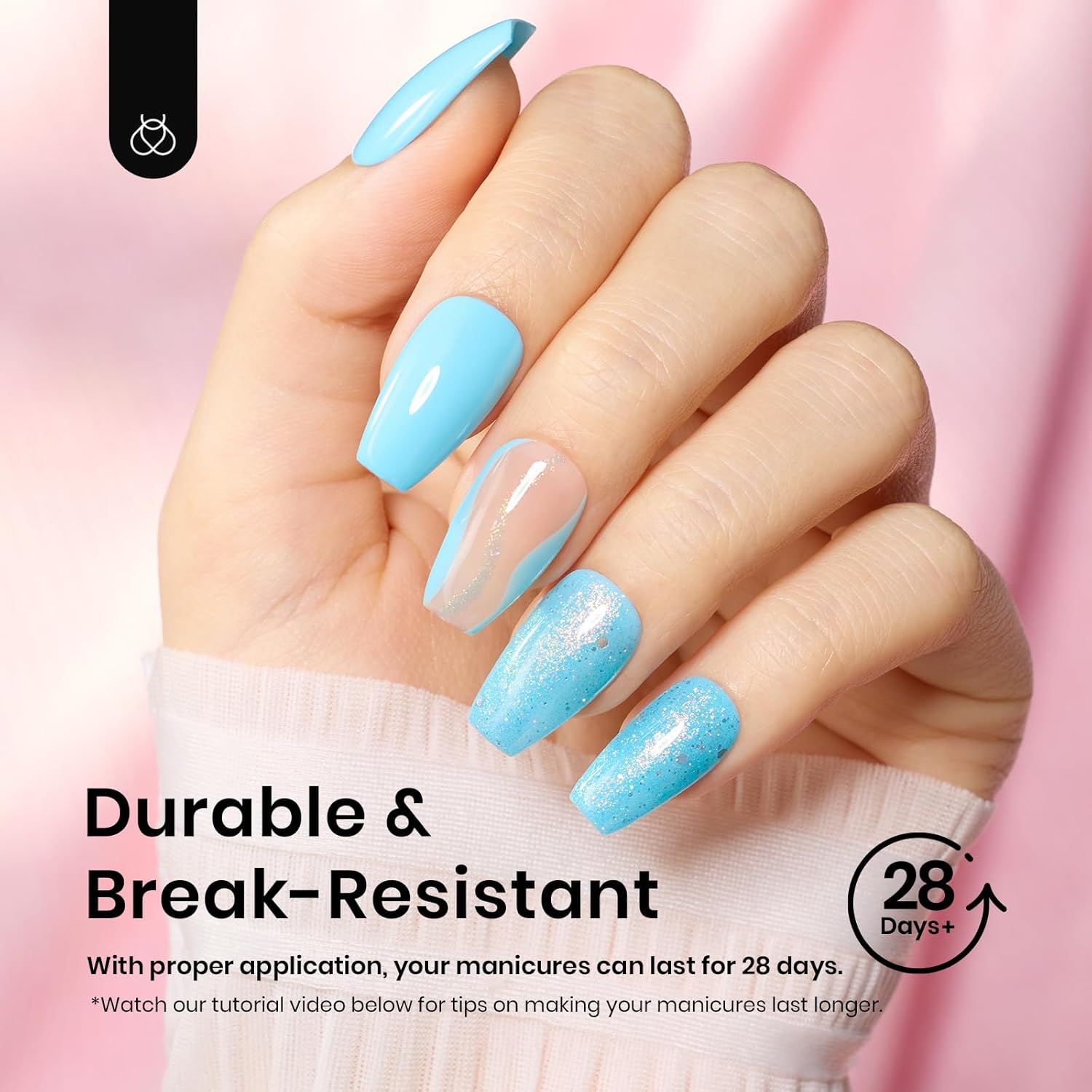 Beetles Gel Nail Tips Short Coffin Pre-Etched Nail Tips, 12 Sizes 288 Pcs Full Cover Soft Tips Half Matte False Nails Clear Acrylic Glue on Nails Extension DIY Manicure Gifts for Women - Image 4