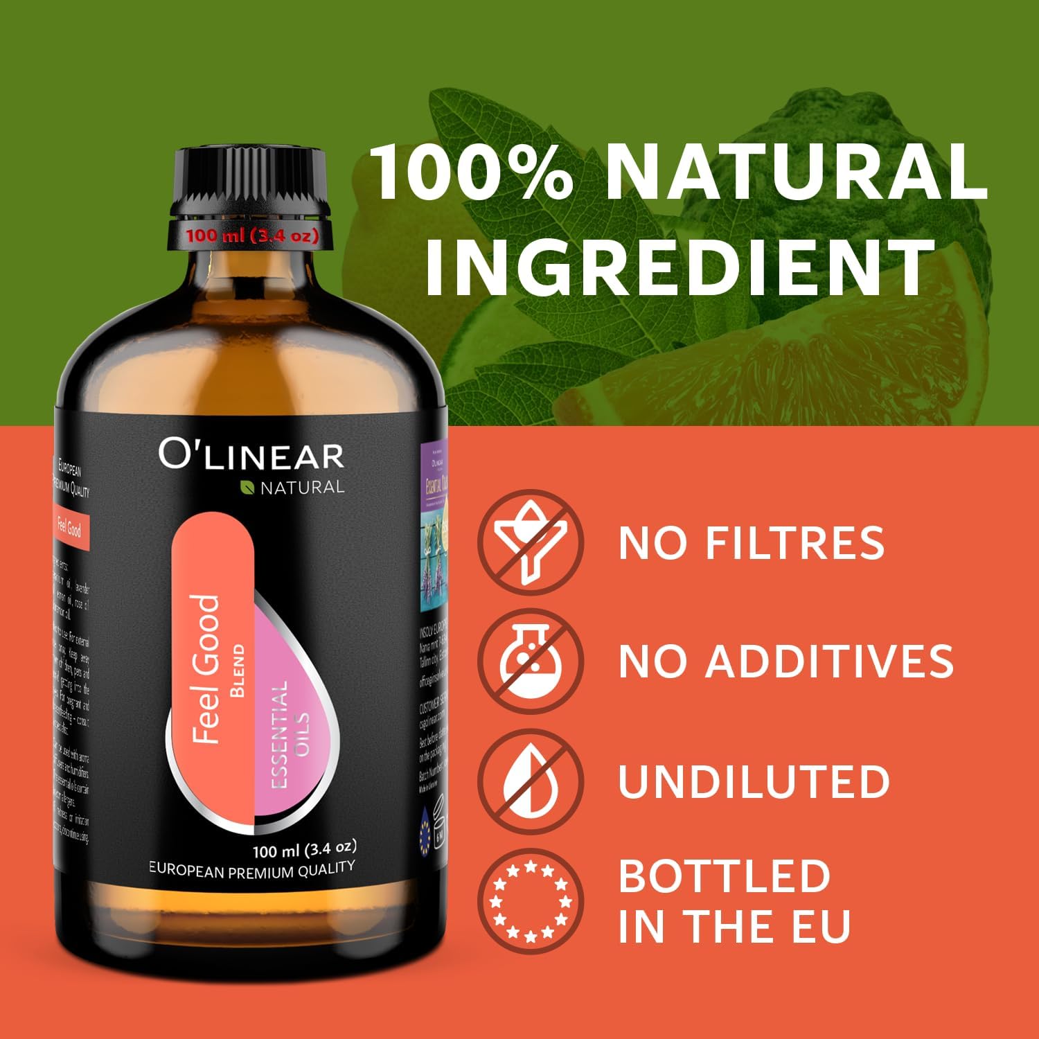 Premium Aromatherapy Essential Oil Feel Good Blend - 3.4 Fl Oz Happy & Relaxing Scent for Diffusers for Home - Relax Essential Oils for Humidifiers with Lavender Rose Lemon Cinnamon Geranium Aroma - Image 5