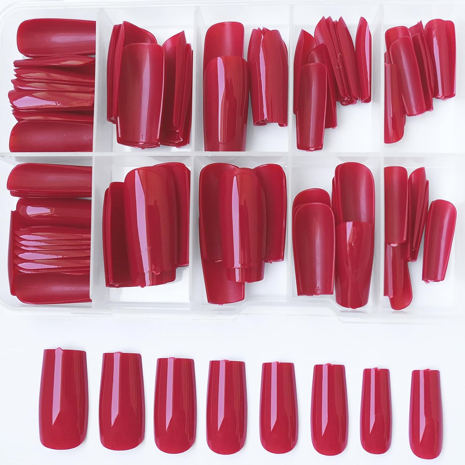 120Pcs Red Press on Nails Medium Square Glue on Nails, Glossy Solid Color Fake Nails Full Cover Acrylic Nails Press on for Women Girls Artificial Fingernails - Image 7