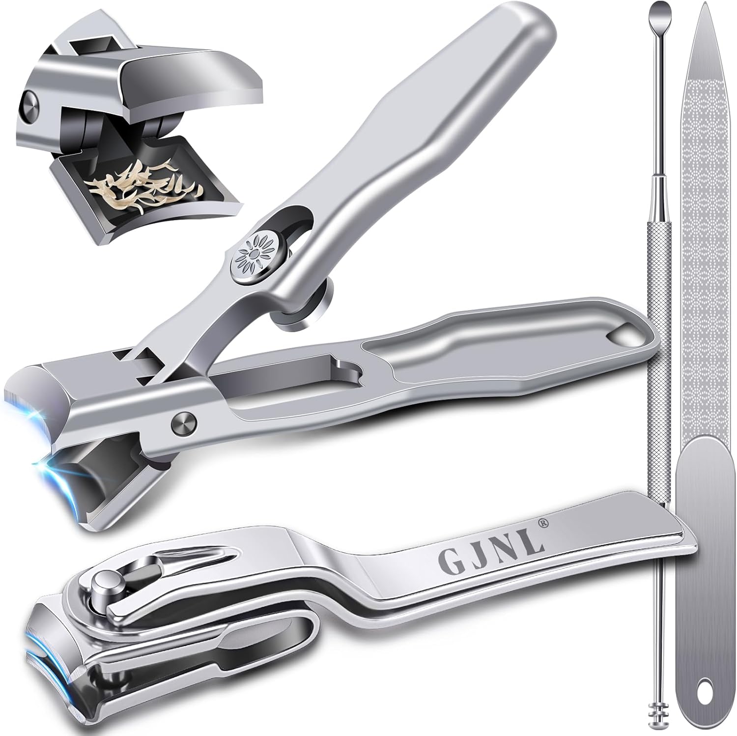 German Nail Clippers for Men Thick Nails - Wide Jaw Opening Nail Clippers for Seniors & Easy Grip 360 Degree Rotary Toenail Clippers for Seniors No Splash Mess Free Self Collecting Nail Cutter
