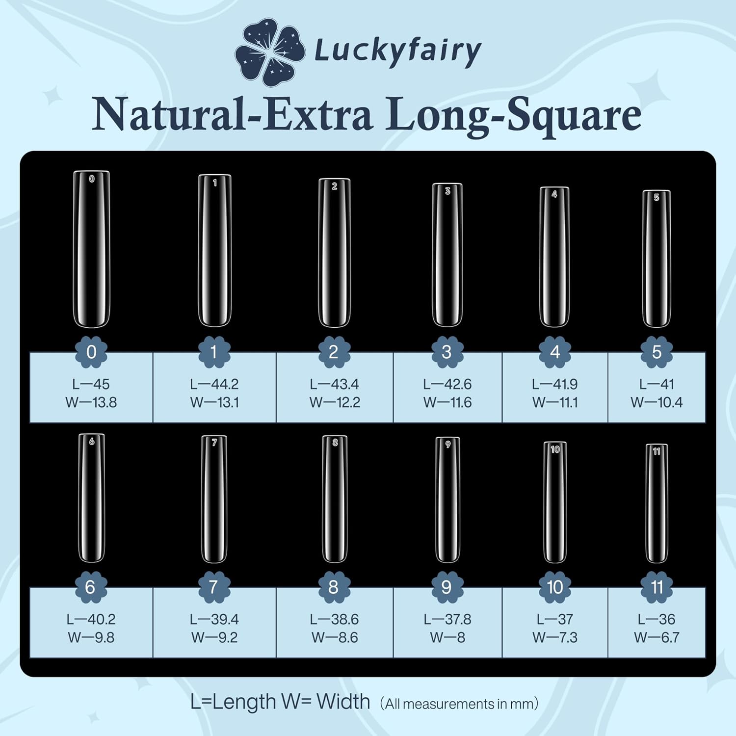 Extra Long Square Nail Tips, XXL 120Pcs 12 Sizes No C Curve Clear Acrylic Nails Straight Tapered Square Press on False Nail Tips for Nail Extension Nail Art Salon Home DIY - Image 7