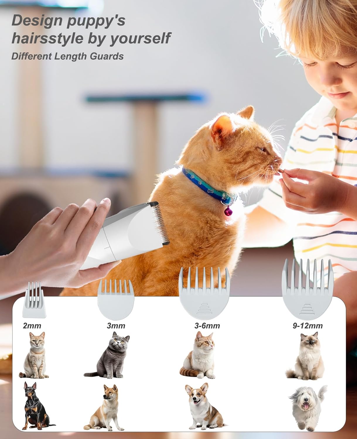 JOTUT Small Dog Paw Trimmer for Grooming Electric Cordless Low Noise for Trimming Pet's Hair 4 in 1 Quiet Cordless Dog Clippers Nail Grinder Shaver for Small Pets - Image 3