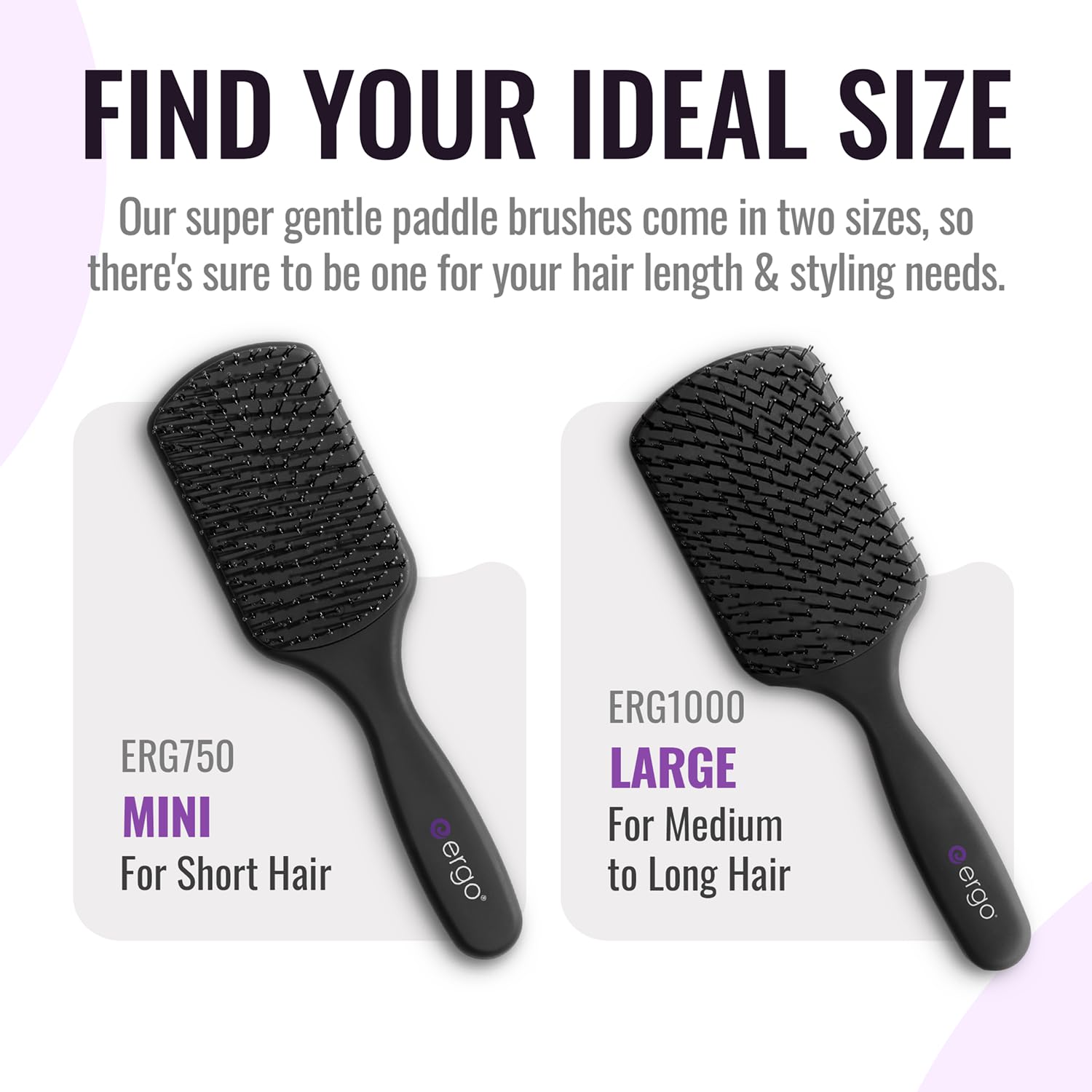 Ergo Super Gentle Mini Paddle Brush for Blow Drying - Hair Brushes for Women with Thick or Thin Hair - Dual Hairbrush for Women - Detangler Hair Brush - Gently Detangles Curly or Wet Hair - ERG750 - Image 4