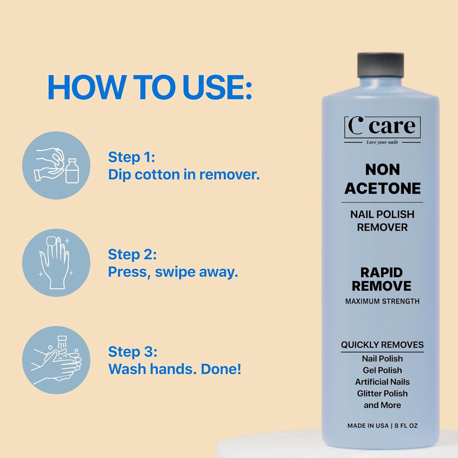 Gentle Touch Non-Acetone Nail Polish Remover | Nourishing Formula | Professional Quality | Rapid Remove | Non-Drying | 8 Fl oz - Image 4