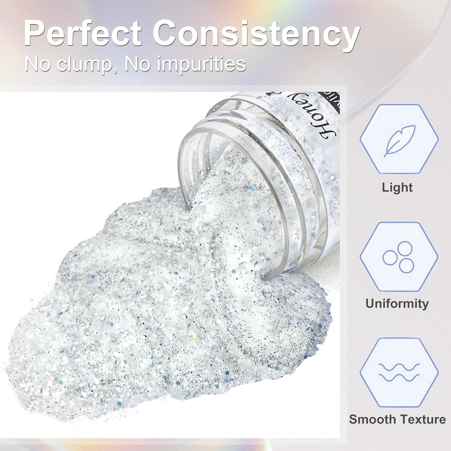 Honey Joy 28g/box Color Acrylic Powder Professional Holographic Silver Glitter Acrylic Nail Manicure Powder for Nail Extension Acrylic Nail System,HJ-NAP017-No.37 - Image 2
