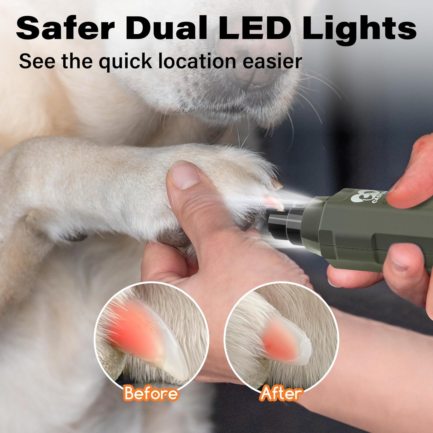 Casfuy Rechargeable 6-Speed Quiet Dog Nail Grinder for All Dog Sizes - Image 3