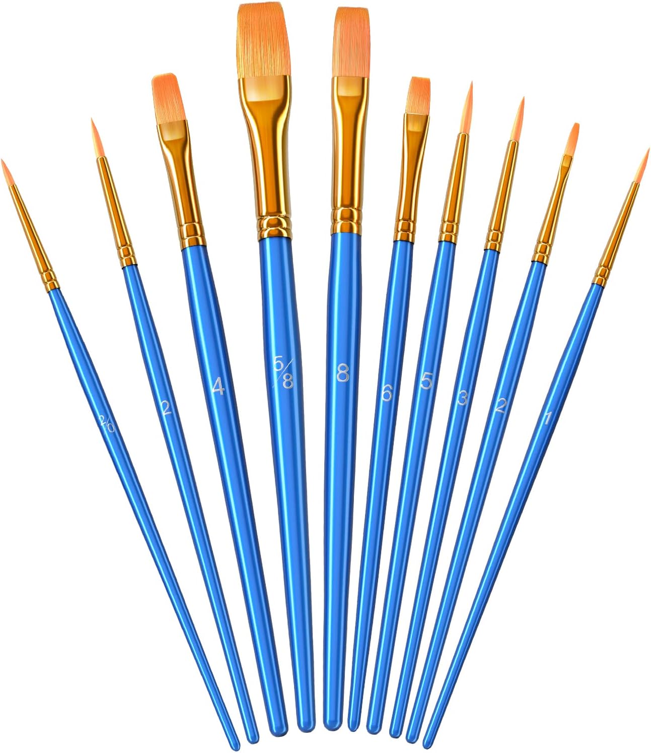 Paint Brush Set, Heartybay 10Pcs Paint Brushes for Acrylic Painting, Water Color Paintbrushes for Kids, Easter Egg Painting Brush, Face Paint Brush for Halloween, Round Pointed Tip Detail Small Brush