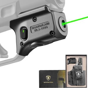 WARRIORLAND Green Laser Sight Fit Springfield Hellcat with Kydex Holster, Green Beam Sight with Power Indicator, IWB Carry, Right Hand, WLS-118G w/Hellcat Holster