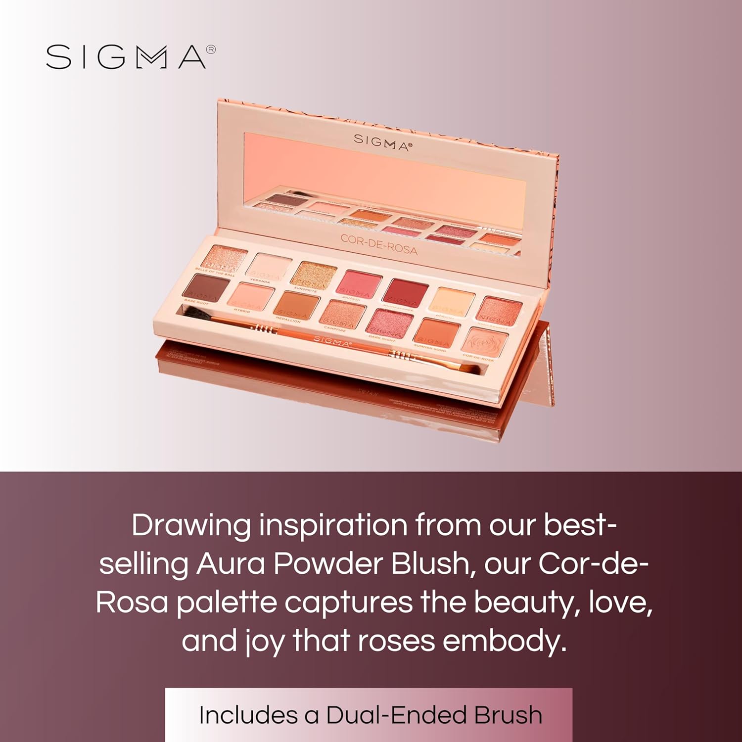 Sigma Beauty Cor-De-Rosa Eyeshadow Palette - 14 Warm Eyeshadow Shades in Matte, Shimmer and Metalic Finishes - Highly Pigmented Vegan Eye Makeup Palette - Clean Beauty Products - Image 8