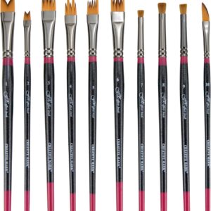 Creative Mark FX Special Effects Paint Brush Set Unique Ribbon, Multi-Line, Angular Dabber Style Professional Artist Paintbrushes for Watercolor, Thinned Acrylics & Oil Paint - Set of 10