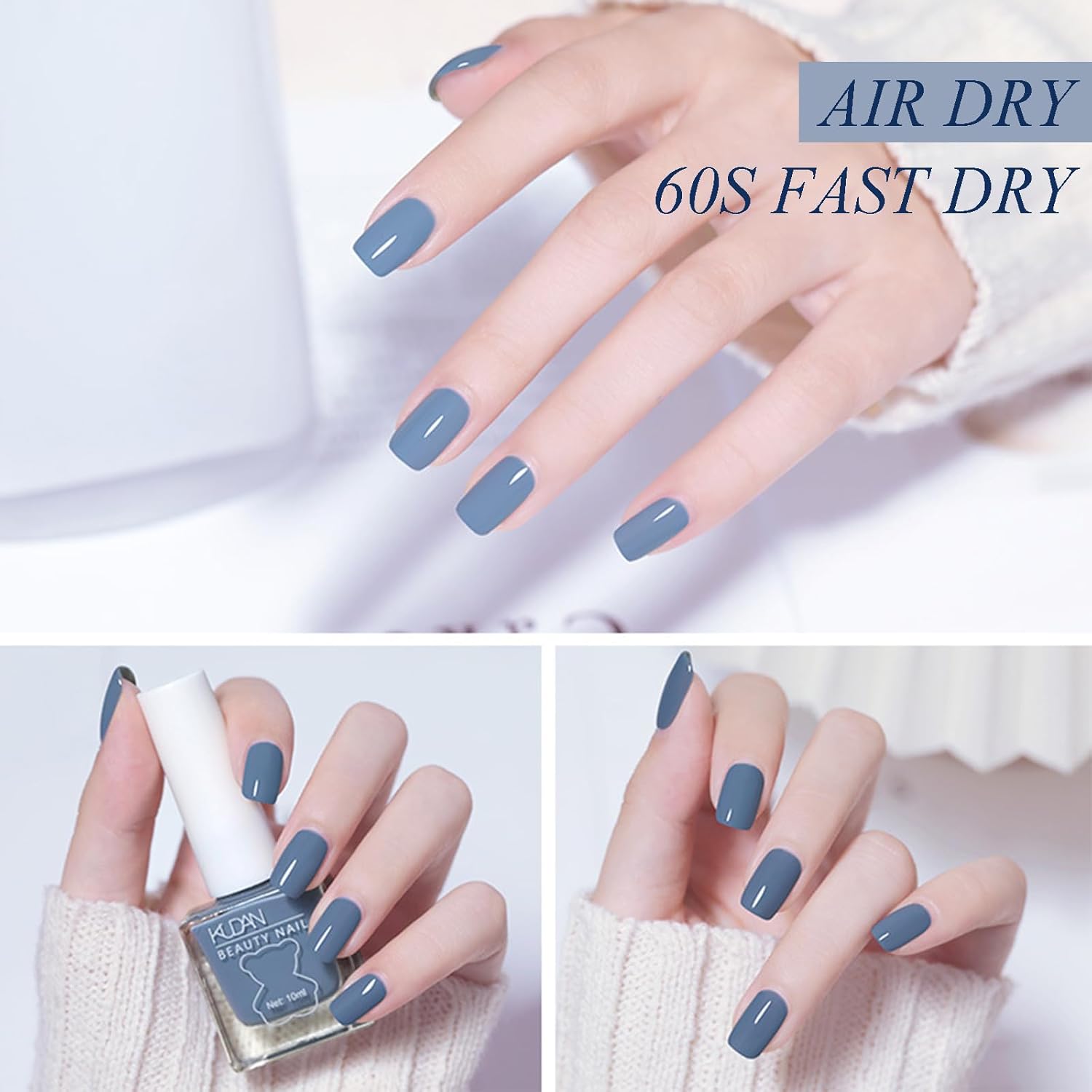Blue Nail Polish - Long-Lasting Nail Polish - Air Dry Quick Dry Nail Varnish - Chip Resistant Nail Lacquer Easy Apply - Fingernail Polish Nail Art Polish for Women Manicure DIY - Image 2