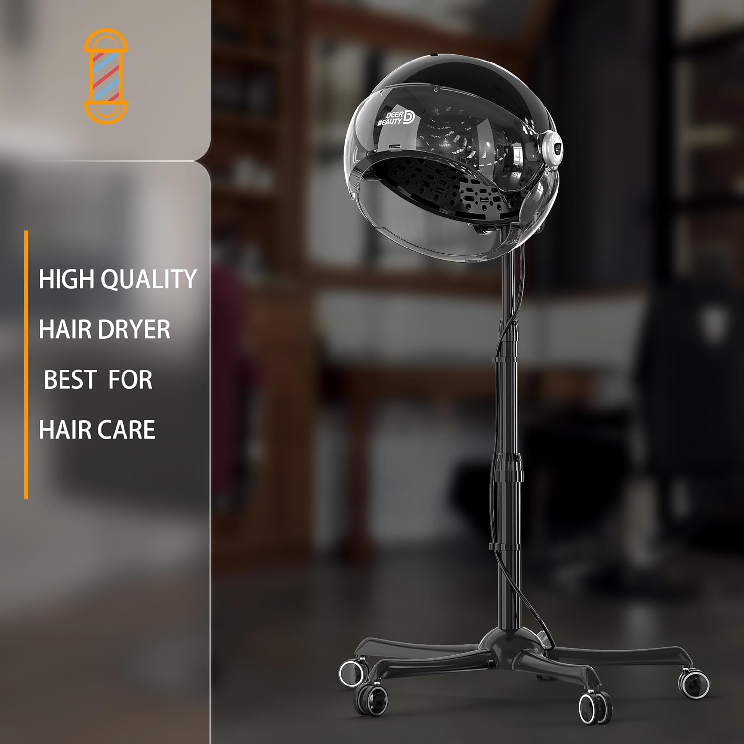 Professional Standing Hair Dryer - 1875W Floor Standing Hooded Dryer Hair Bonnet with Ionic Generator for Professional Salon Station Spa Home Use Hair Drying Treatment Adds Shine Volume (Gray) - Image 7