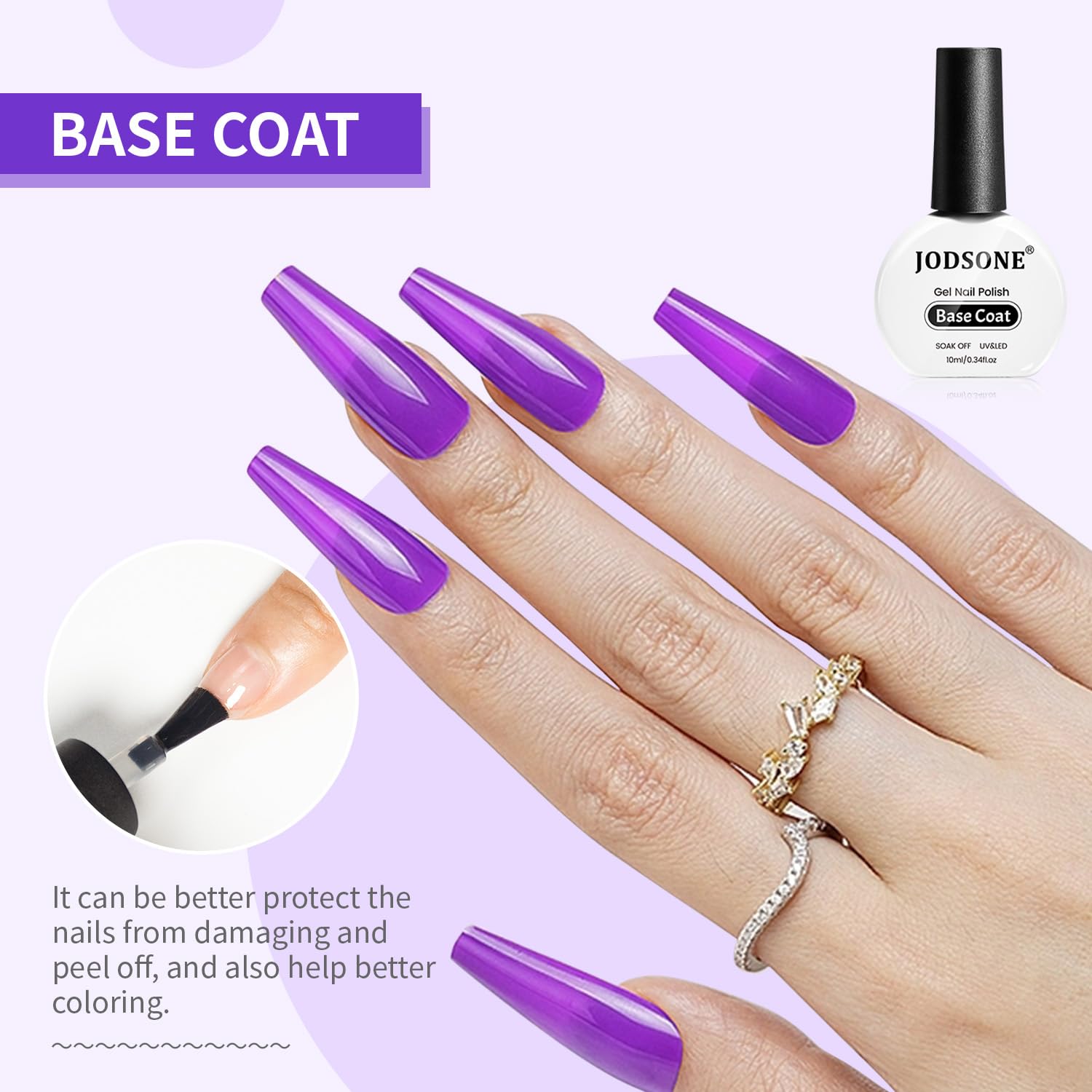 JODSONE 2 Bottles 10ml Of Top Coat Base Coat Gel Polish Set Bright Surface At Home DIY Nail Salon Girl Gift, transparent - Image 3
