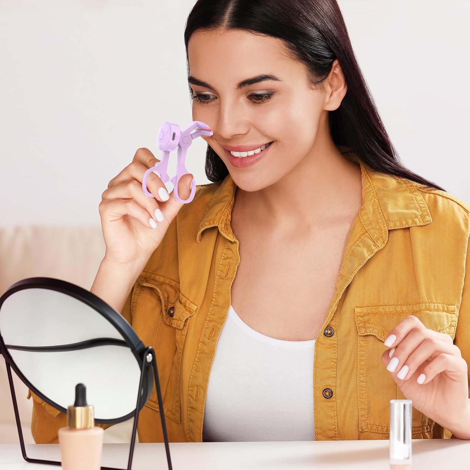 Heated Eyelash Curlers with 3 Heating Modes, C-Shaped Natural Curling, 24 Hours Long Lasting, Rechargeable Electric Eyelash Curler with Type-C, Anti-Burn Mini Lash Curler, Gift for Women Girls, Purple - Image 8