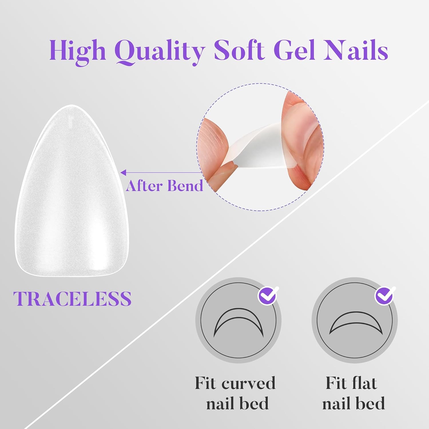 Short Almond Nail Tips 504Pcs, Jofay Fashion Pre-shaped & Etched Acrylic Fake Nails Full Cover Almond Clear Gel Nail Tips Full Matte False Nails Press On Nails for Nail Extensions DIY Salon 19 Sizes - Image 3