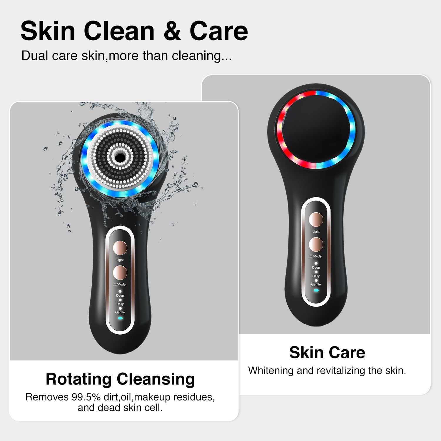 Waterproof Rechargeable Face Scrubber Exfoliator Kit with 5 Deep Cleansing Brush Heads - Image 4