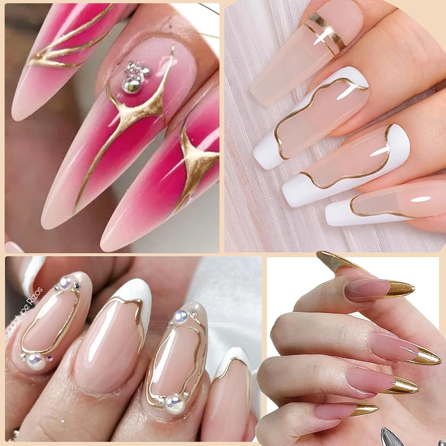 Gold Metallic Painting Gel Mirror Painted Gel Polish 3D Metal Painting Gel Drawing Mirror Chrome Gel Polish Glossy Soak Off DIY Nail Art Manicure - Image 3