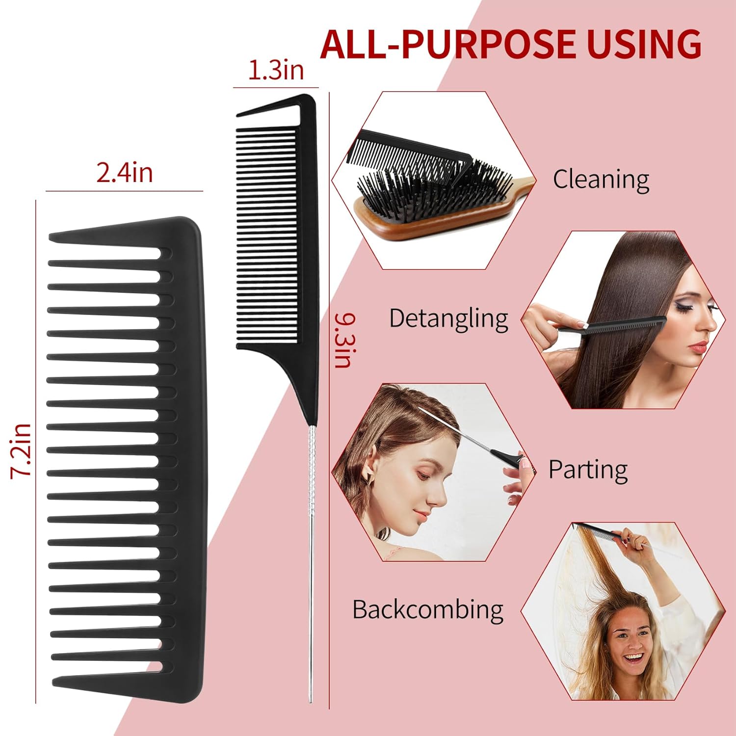 Textured Hair Brush Set for 3a to 4c Afro Hair Detangler Black - Image 6
