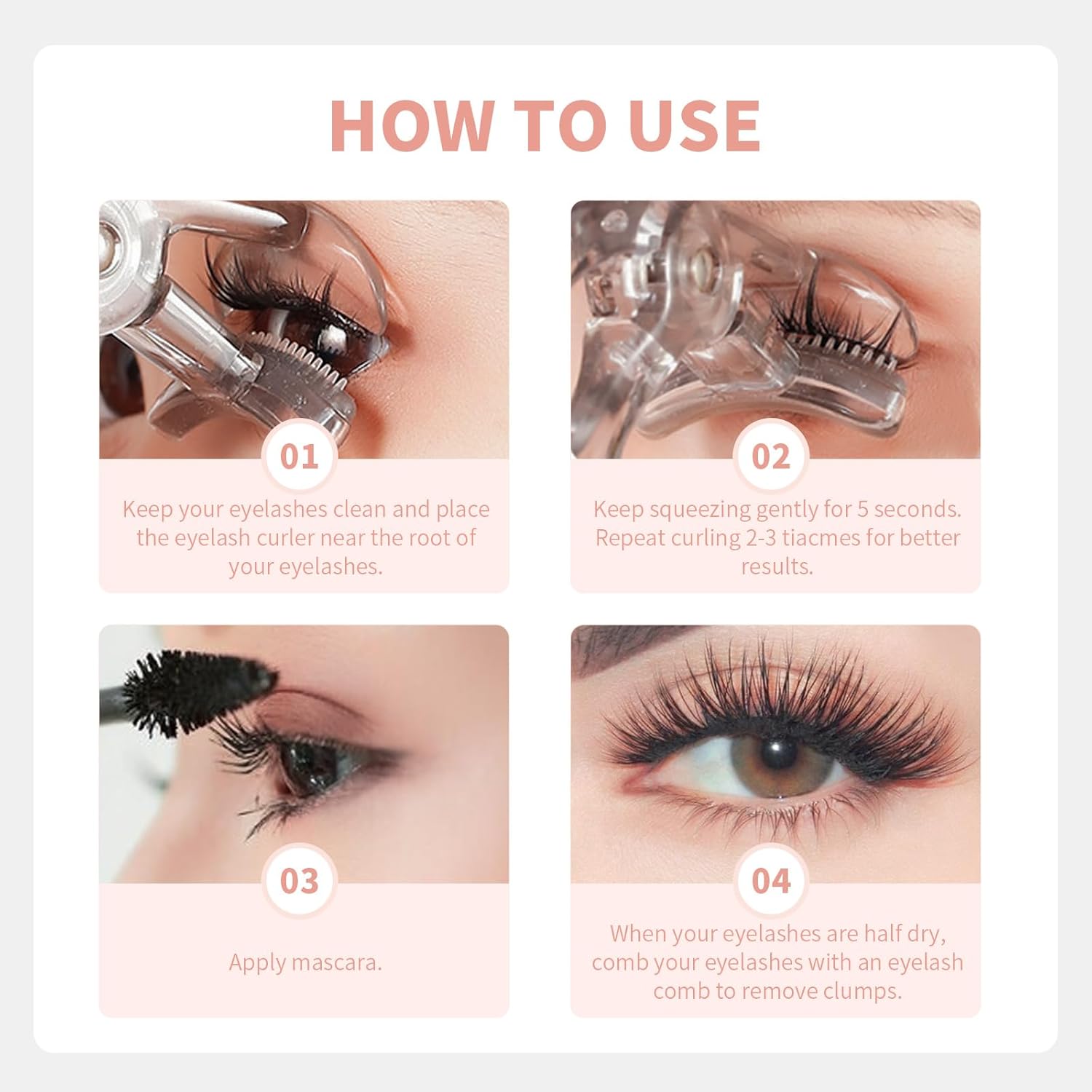 docolor Eyelash Curler with Eyelash Comb, Lash Curler with Silicone Refill Pads Suitable for all eye shapes Curl up to one day Easy to operate No Pinching or Pulling eyelash Eye Makeup Tool - Image 5