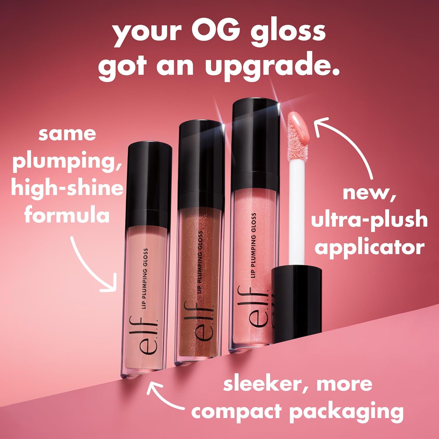 e.l.f. Lip Plumping Gloss, High-Shine Sheer Color, Hydrates & Creates Fuller Lips With Vitamin E, Vegan & Cruelty-Free, Pink Cosmo - Image 5