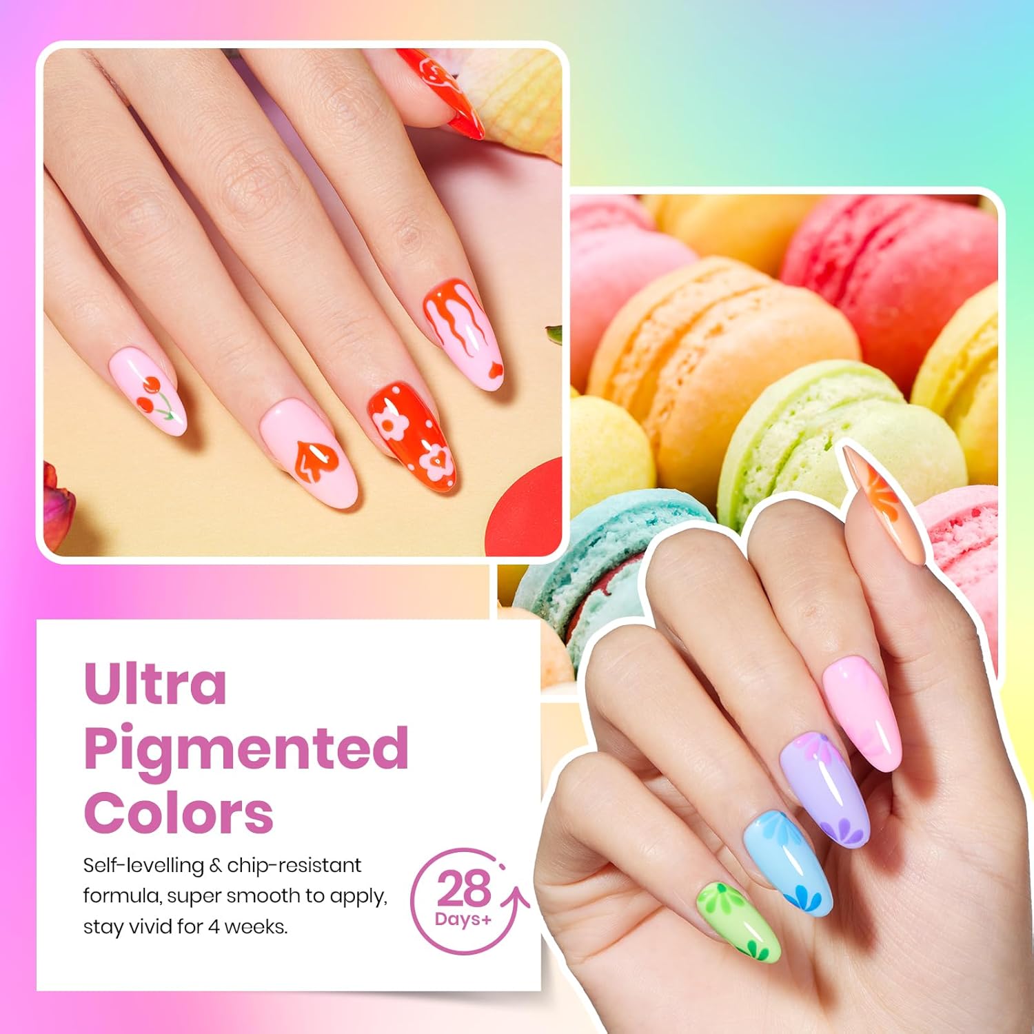 Beetles Summer Gel Nail Polish 36 Colors Neon Rainbow Bright Color Gel Polish Set with Base Coat Glossy Matte & Glitter Top Coat Pink Red Yellow Manicure Tools Gifts for Women - Image 5