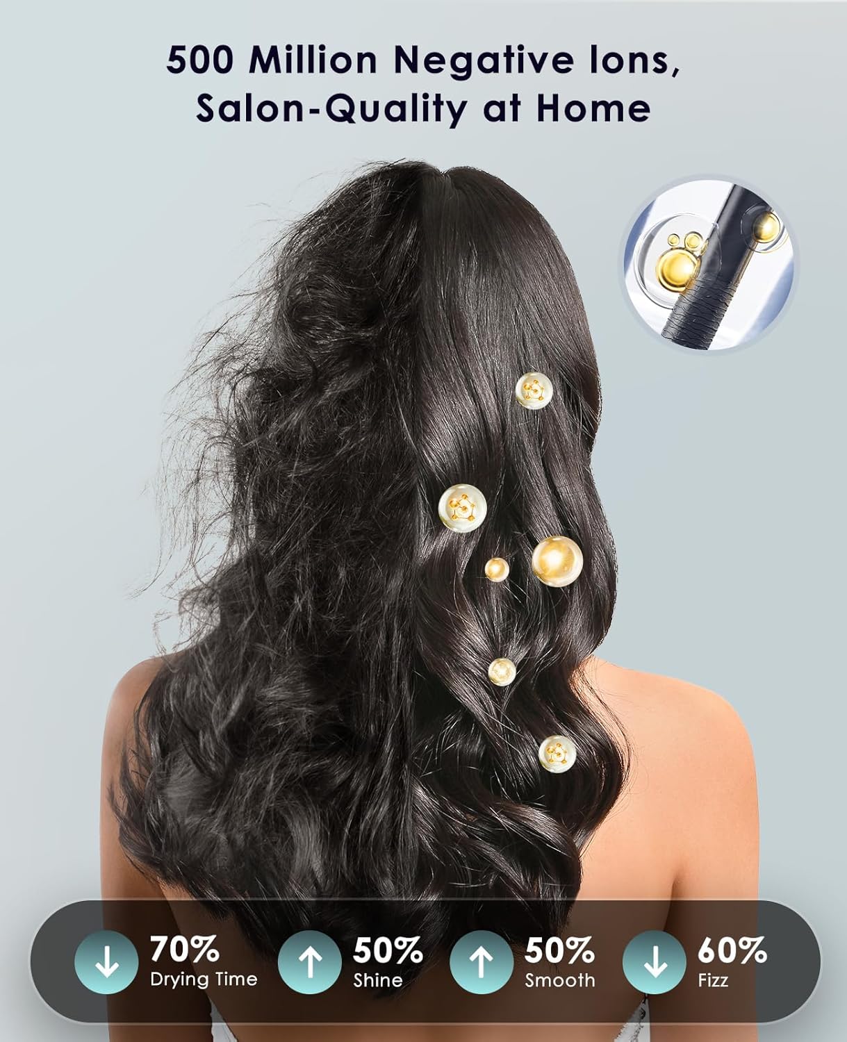 Ionic Travel Hair Dryer High-Speed Blow Dryer 150000 RPM Ultra-Light Small Smart Temp Control - Image 4